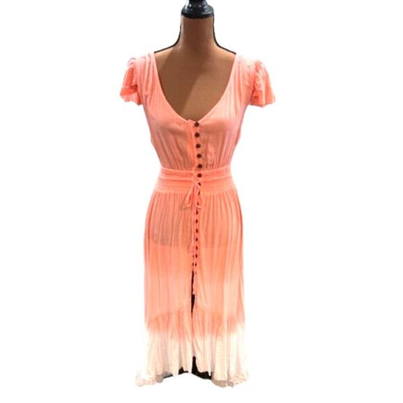 Tiare Hawaii Ombre Button Front Tiered High-Low Maxi Dress – Small - Picture 1 of 8